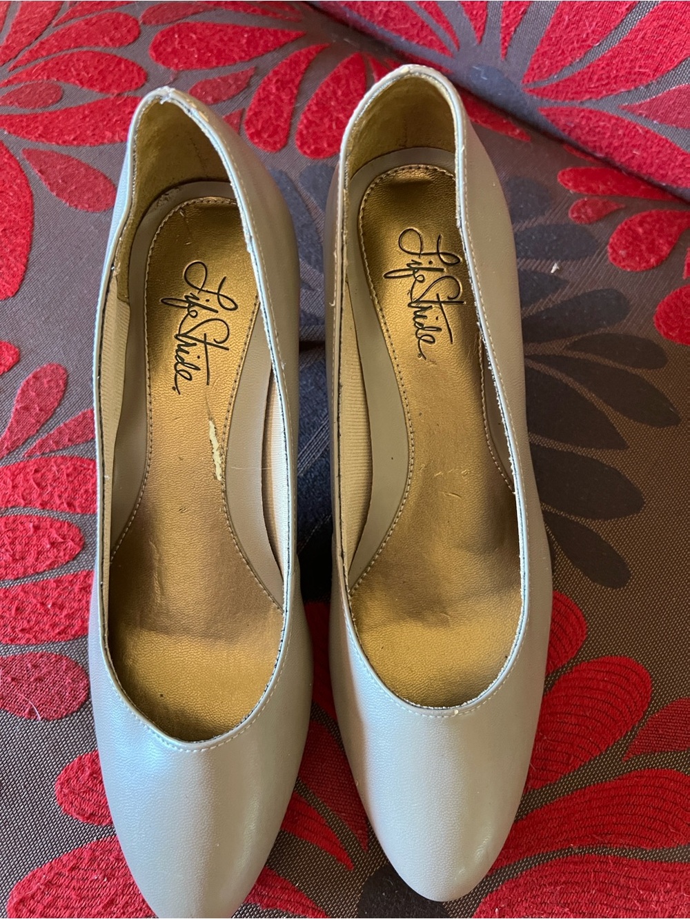 Life Stride Women's Almond-Toe Pumps in Tan